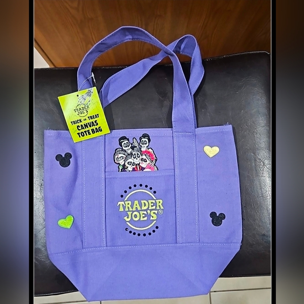 Trader Joe's Purple Canvas Tote Bag